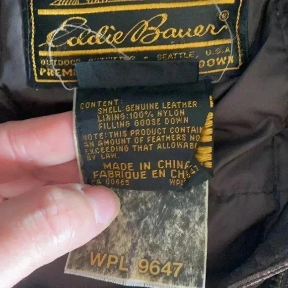 Eddie Bauer  vintage Coyote fur trim leather down coat - Picture 10 of 15